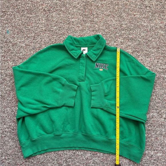 Nike Vibrant Green Cropped Baggy Oversized fit pullover half button XXL Women's - Picture 2 of 11